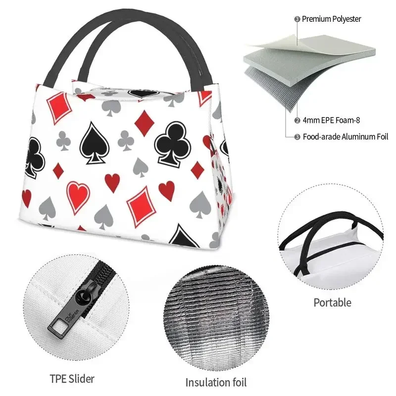 Винтажная изолированная сумка для обеда с рисунком казино покерных чипов