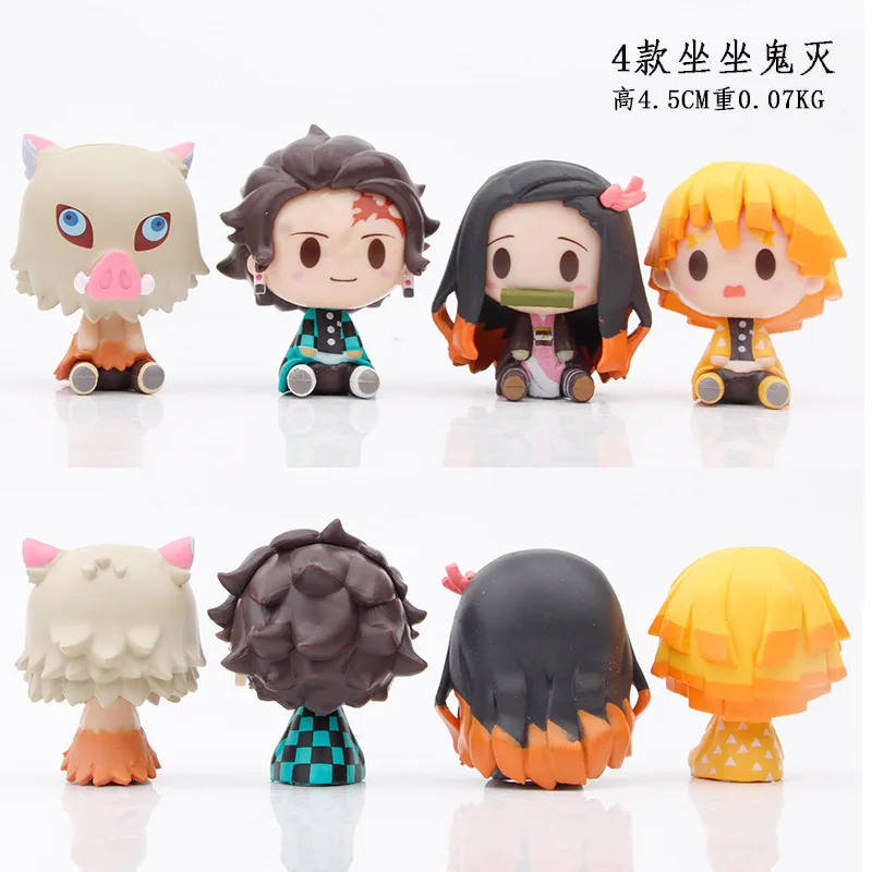 

4pcs/set Demon Slayer Kimetsu no Yaiba anime Figure Tanjirou Nezuko Action figure Q ver. Giyuu Inosuke Zenitsu Figurine 5cm