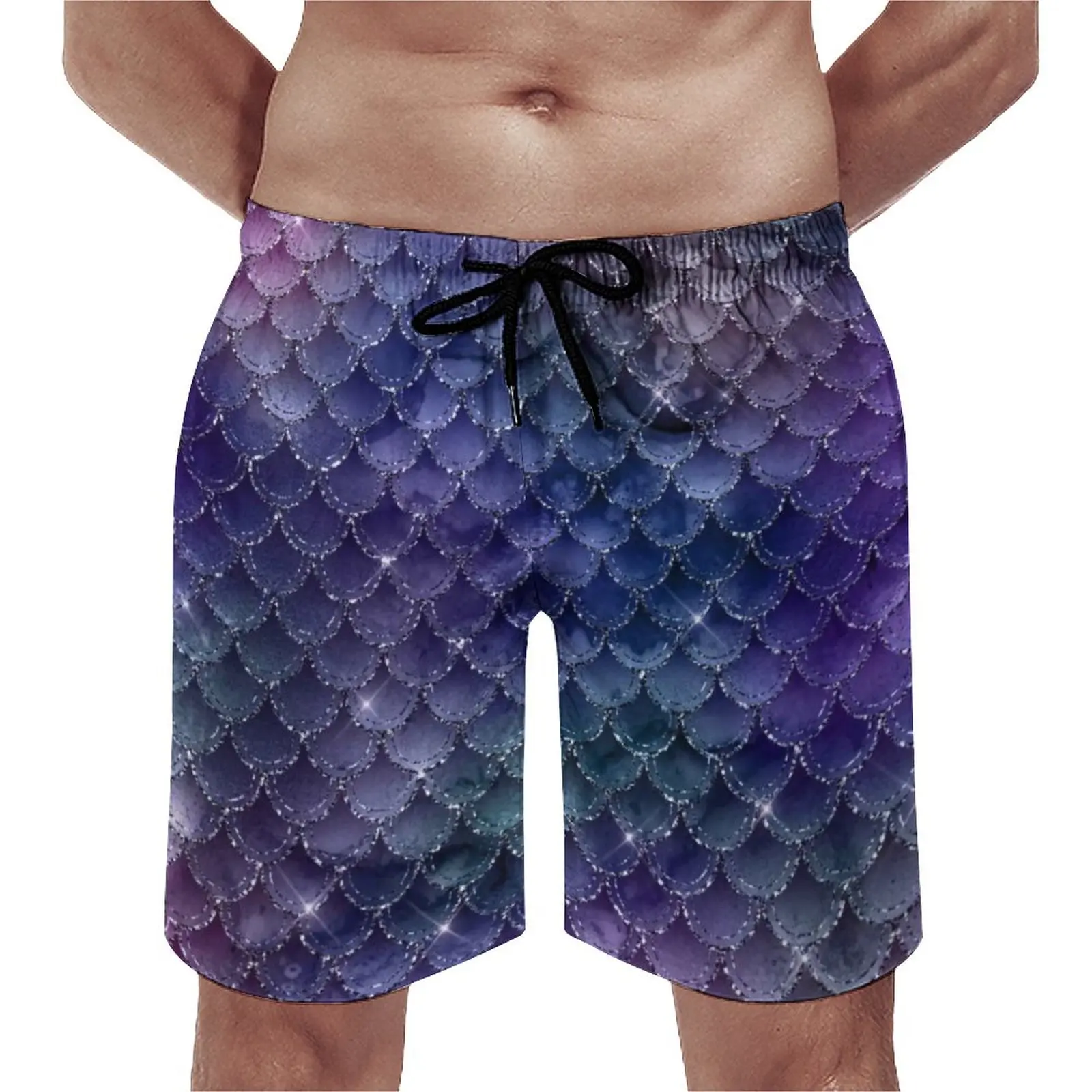 

Ombre Glitter Board Shorts Fantasy Magical Mermaid Scales Beach Short Pants High Quality Men Customs Swimming Trunks Plus Size