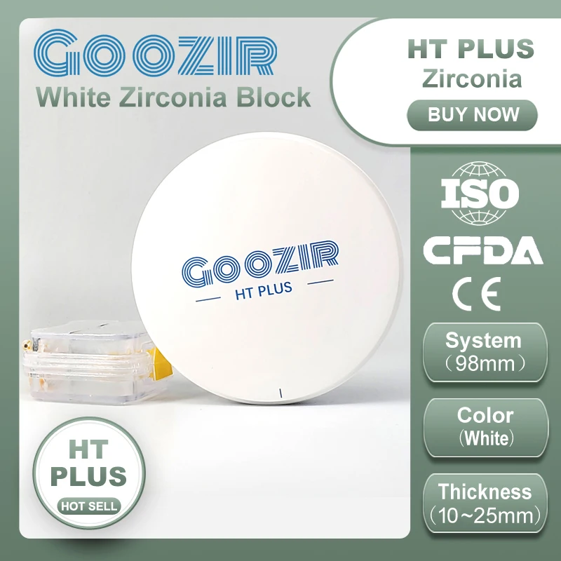 

GOOZIR 98mm HT Blanco Sistema Abierto Bloques De Cerámica De óxido De Zirconio Para CAD CAM Laboratorio Dental