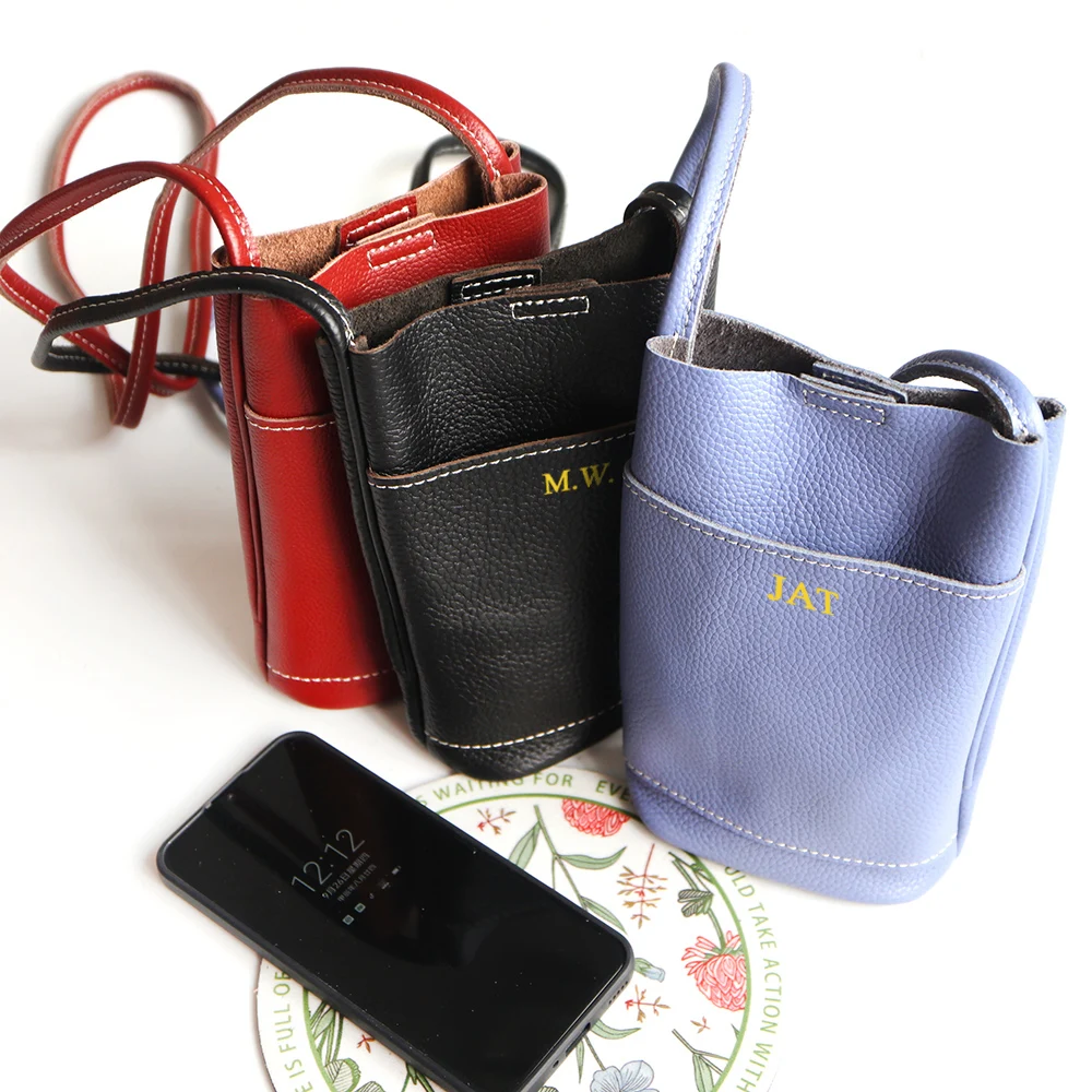 Женская сумка для телефона из воловьей кожи с персонализированными буквами
