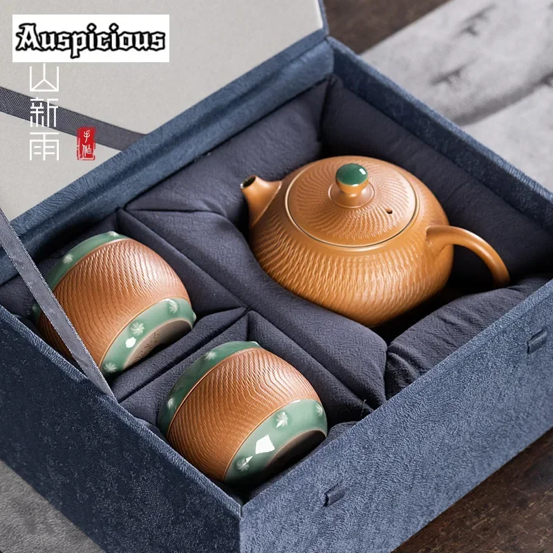 Нож для прыжков ручной работы чайный сервиз Longquan Celadon полный набор креативный