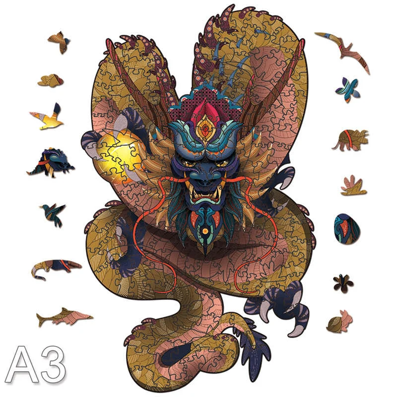 

300 PCS Animal Wooden Puzzles Jigsaw For Adults Kids Mysterious Lion 3D Puzzle Gift Toy Interactive Games Wood Puzzle 2022