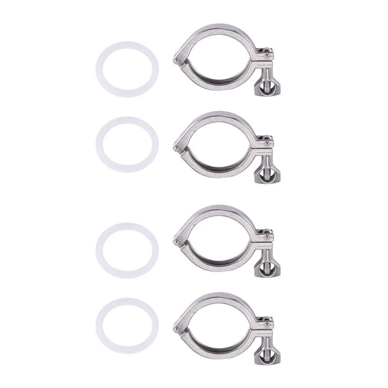 

4Pcs Tri-Clamp Steel Single Pin Heavy Duty Tri Clamp with Wing Nut for Ferrule TC with Silicone Gasket 2 Inch