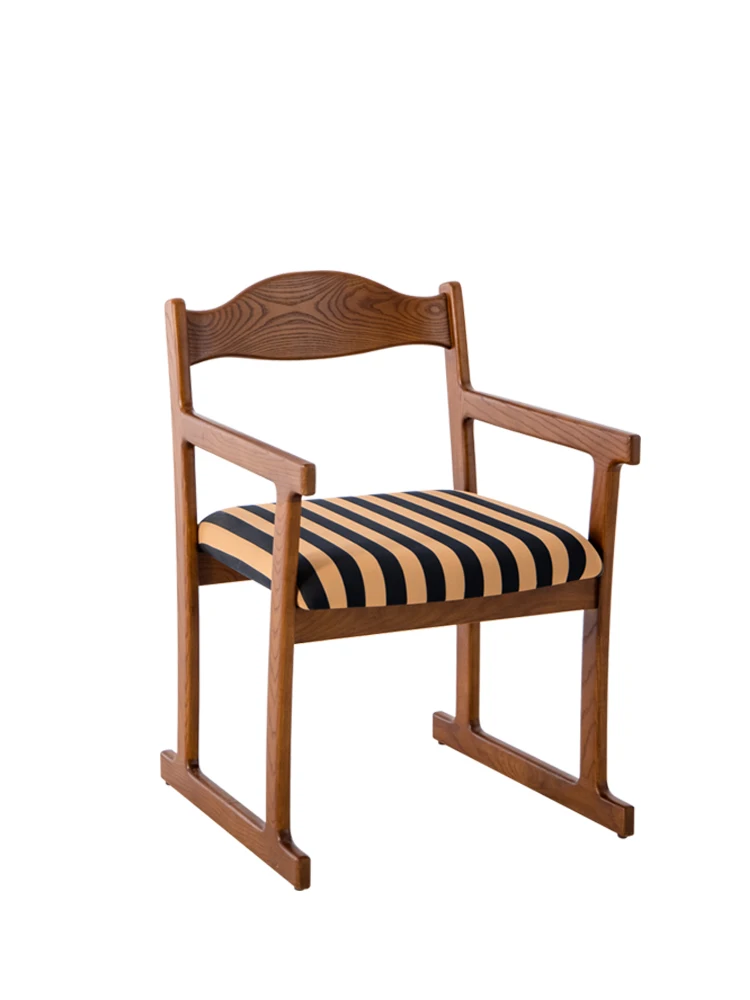 

Solid Wood Dining Chair Stool Desk Backrest Tea Chair Mid-Ancient Walnut Retro Leisure