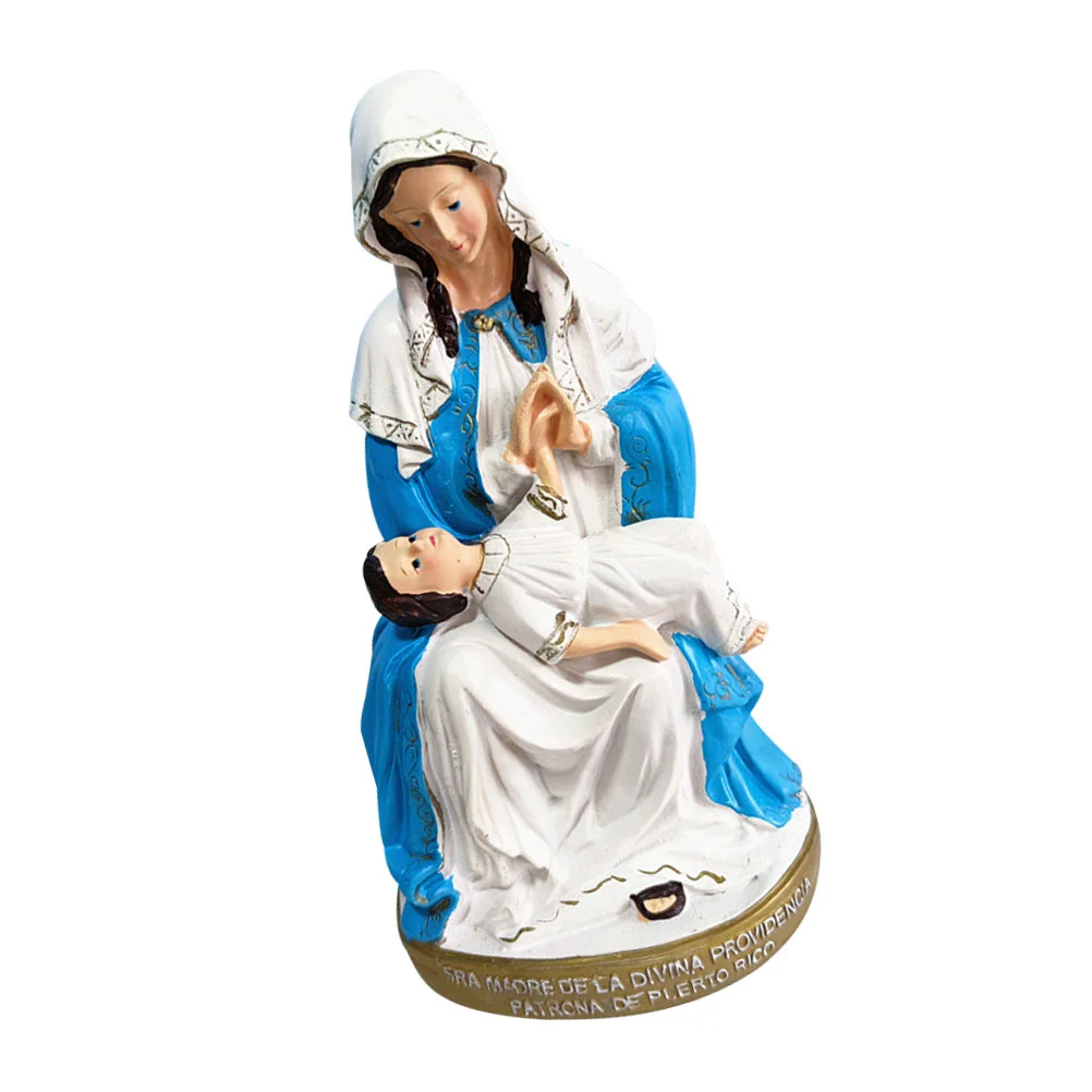 

Mary Figurine Statue Religious Jesus Decor Holy Virgin Resin Sculpture Christ Church Baptism Figure Tabletop Christian Desk