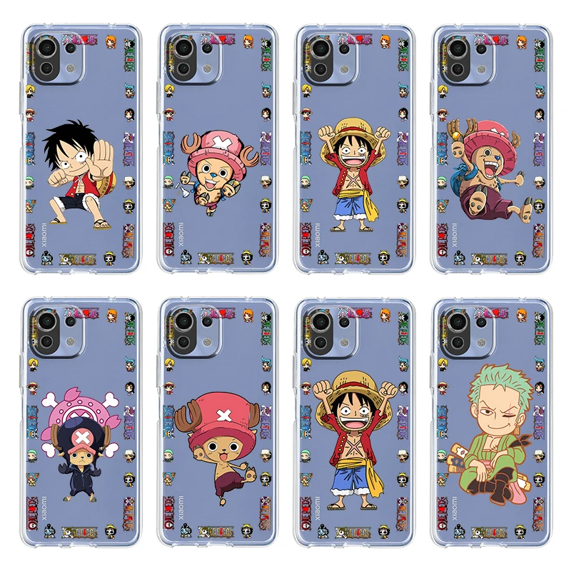 

One Piece Anime Mini For Xiaomi Mi 12 12X 11Ultra 11i 11T 10 10T 9 9T Pro Lite 4G 5G TPU Soft Transparent Phone Case Coque Capa