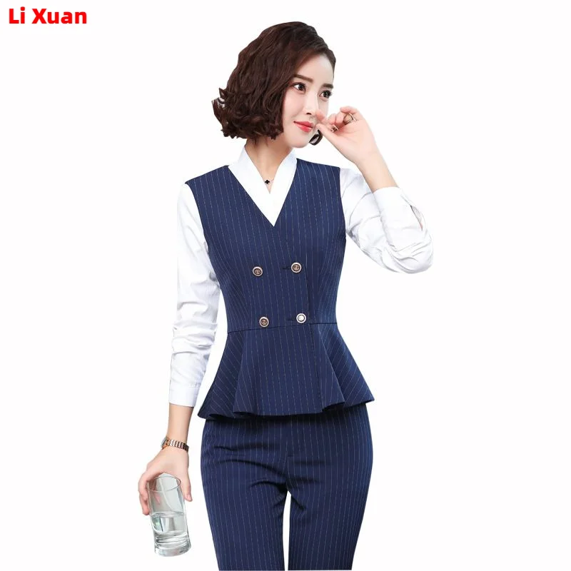 2023High-Quality Korean Spring Fashion Striped Blazer Jacket pants Suit Women Female Office Ladies Business Work Wear Formal Set images - 6
