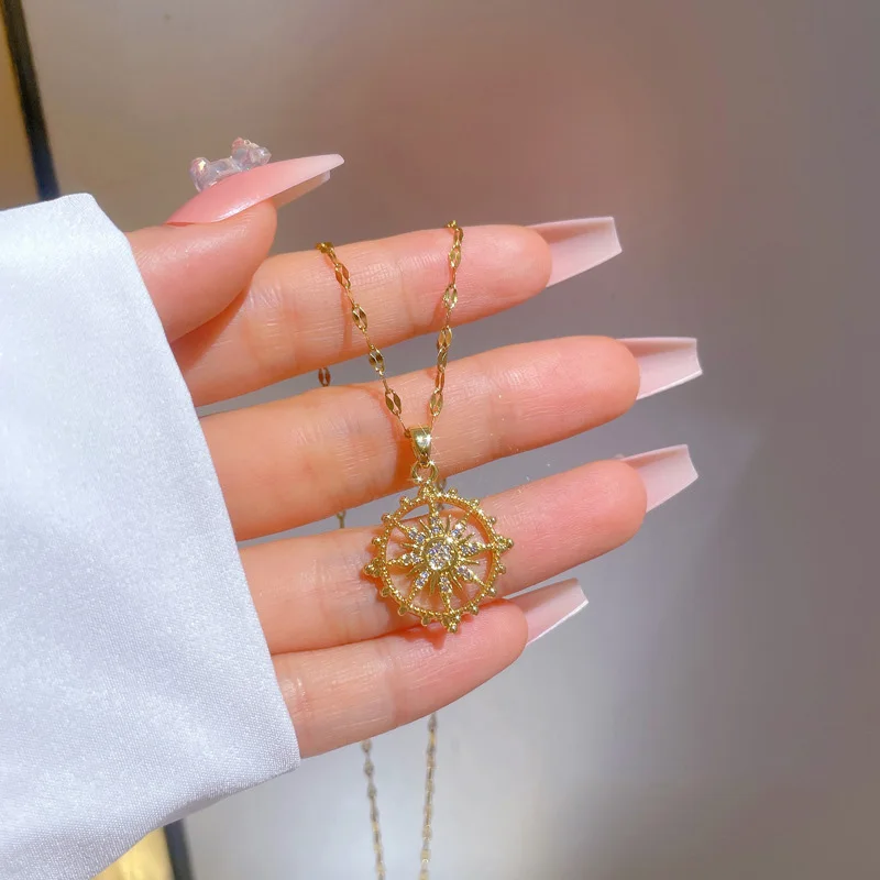 Женское ожерелье с восьмиконечными звездами золотой кулон в виде солнца