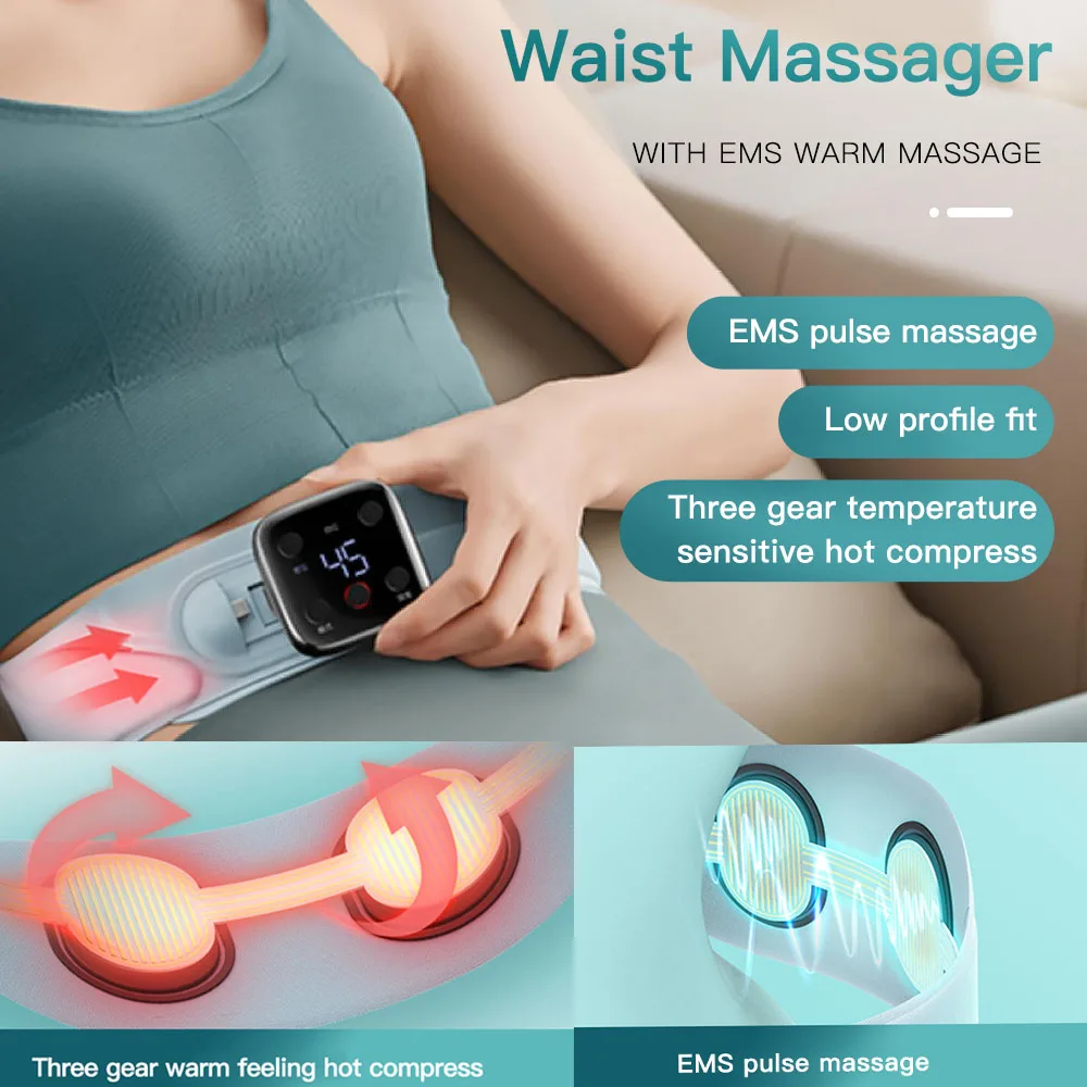 

Умный импульсный массажер для талии, нагревательная Подушка, теплый дворцовый ремень для облегчения боли, стимуляция мышц живота