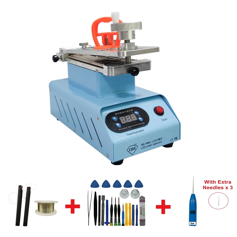 TBK 988C Built-in double Vacuum Pumps Flat Edge LCD rotary Separator Machine Max 7 inches with glue clean remove