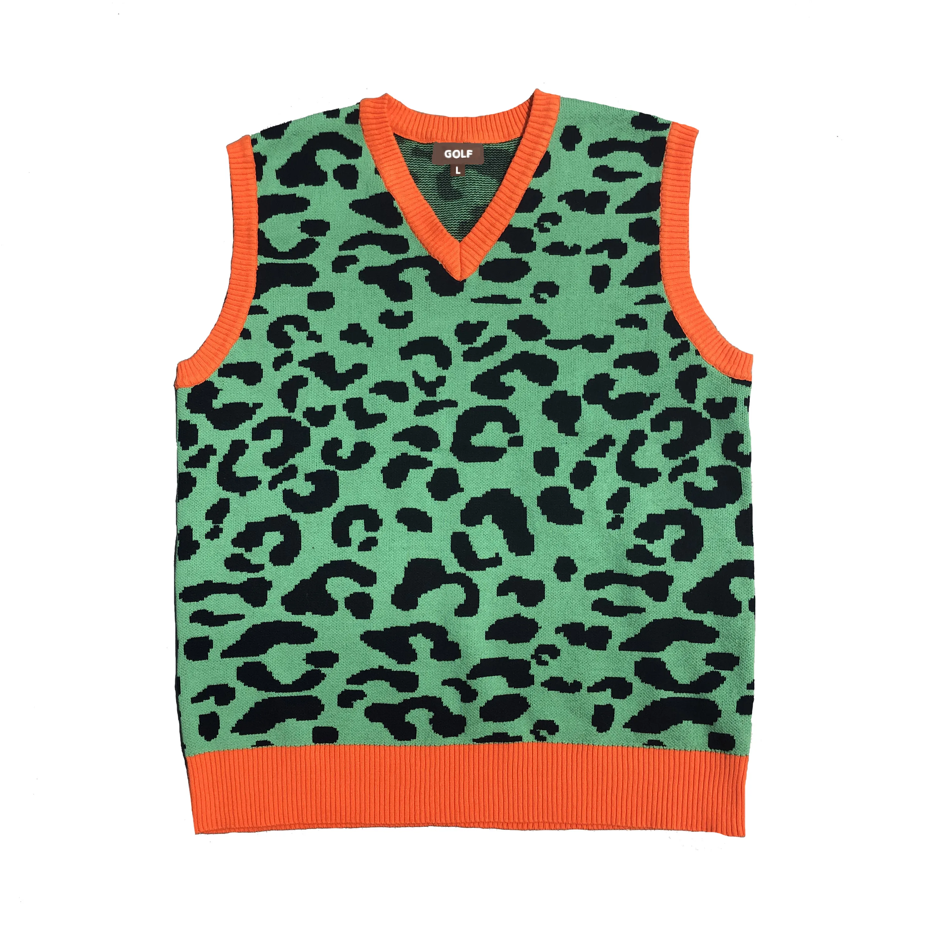 

New leopard men Luxury golf Camouflage Le Fleur Tyler The Creator Knit Casual Sweaters Vest sleeveless Asian Size Drake #M14