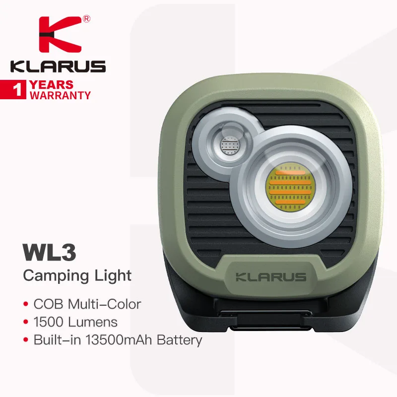 Klarus WL3 портативный монолитный блок светодиодов двойного цвета для кемпинга 1500