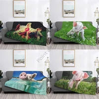 pig funny pattern multifunctional warm flannel blanket bed sofa personalized super soft warm bedspread