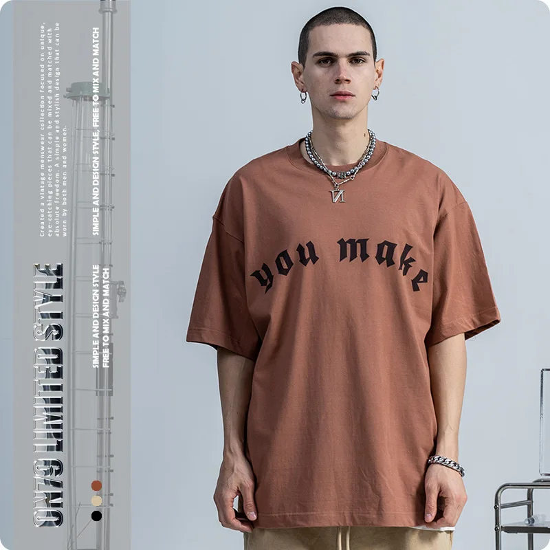 

Vintage gothic dark style print loose large size short sleeve T-shirt men couple anime hoodie