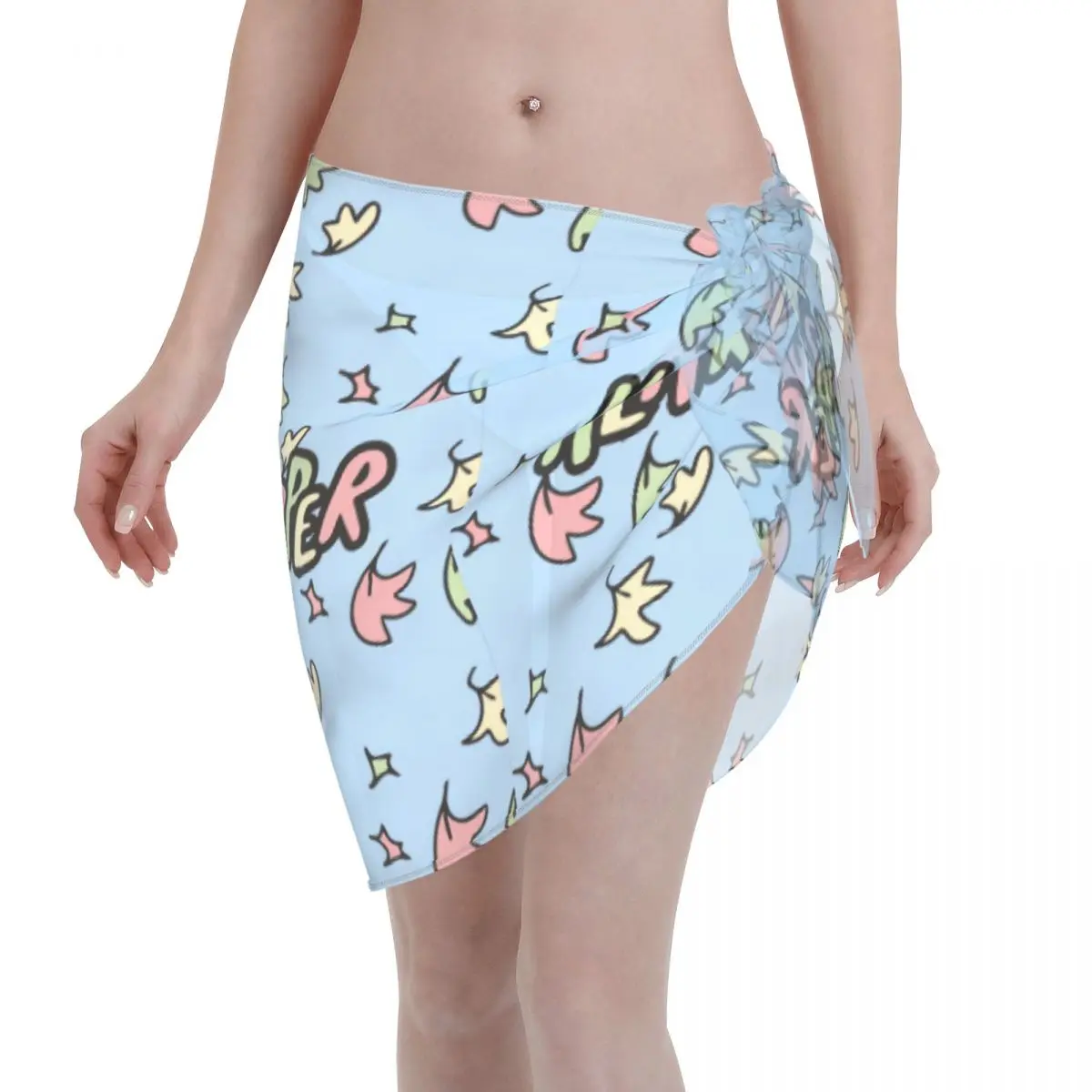 

Sexy Women Chiffon Swimwear Pareo Heartstopper Leaves Pattern Beach Cover Up Skirts Print Beachwear Swimsuit Bikini Cover Ups