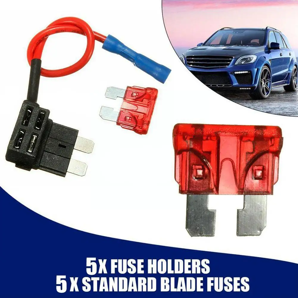 

12V Car Fuse Holder Add-a-circuit TAP Adapter With Mini Micro Standard Alarm Fuse 10A ATM Accessories Fusible H6E4