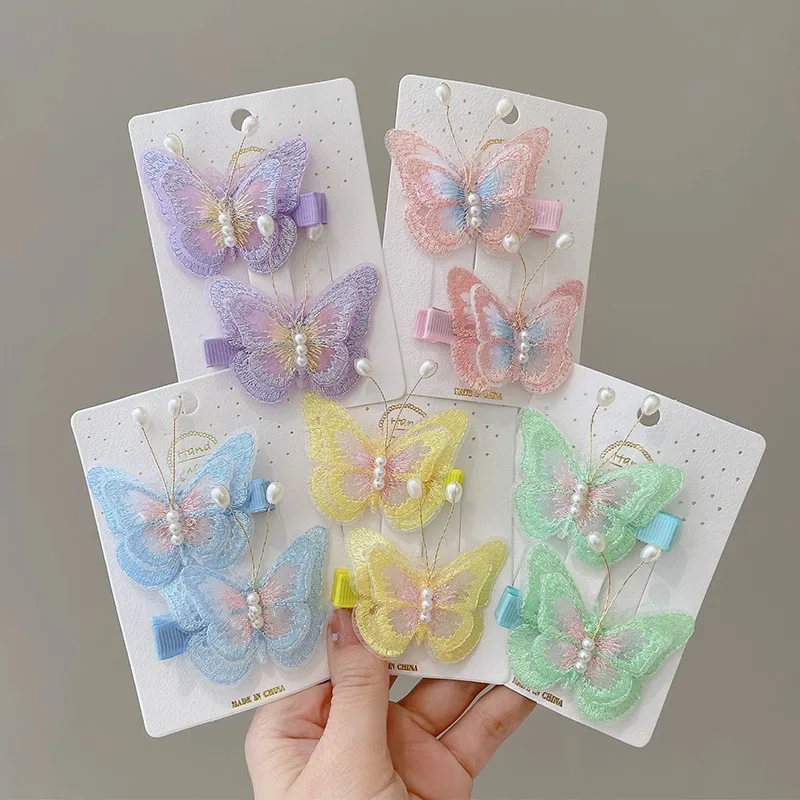 

Заколка для волос с жемчужинами и бабочками для девочек, 2 шт.