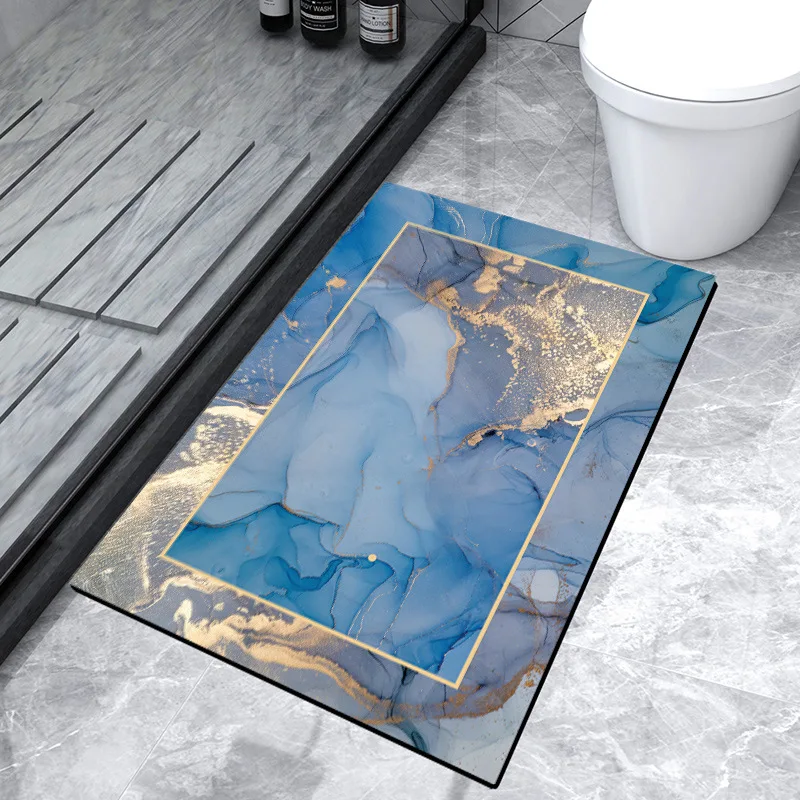 technology velvet floor mat natural rubber soft diatomite rug water absorben bath mats toilet non slip mat bathroom decoration free global shipping