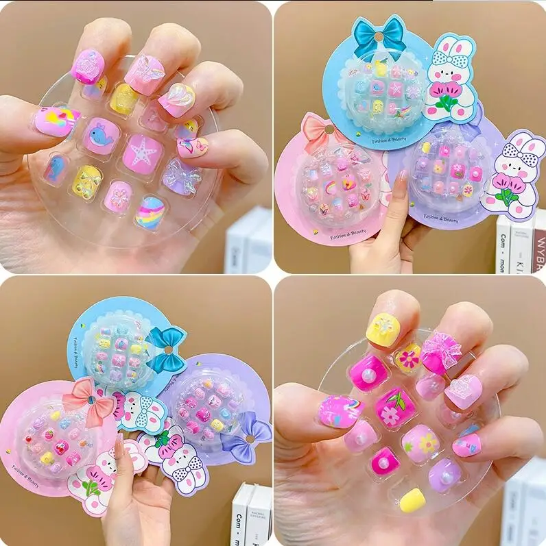 12 шт./коробка накладные ногти для девочек 6-14 лет