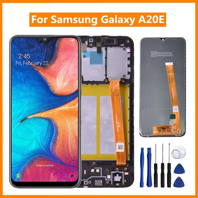 

100% Super LCD Display For Samsung Galaxy A20e LCD Touch Screen Digitizer Assembly For SM A202F/DS With Frame LCD Replacement