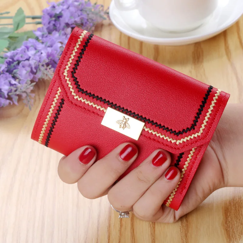 Wallets for Women Short Fashion Card Holder  PU Leather Foldable Coin Purse Money Clip Bag