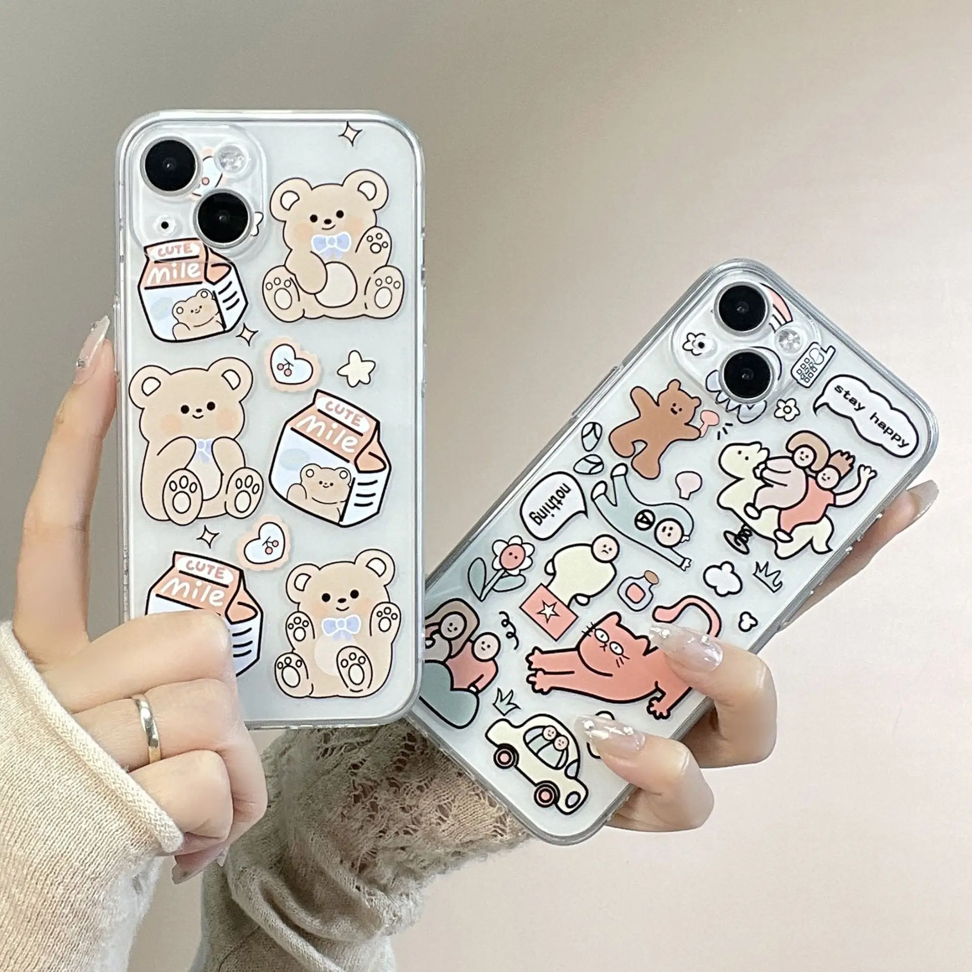 

Simple fashion senior Cute Bear & Doodle for iphone14 Series 11 11pro 11promax 12 12pro 12promax 13 13pro 13promax