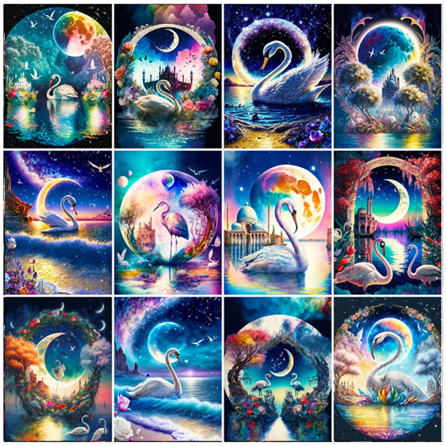 

5D DIY искусственное животное, украшение, мозаика, морской берег, Луна, алмазная живопись, цветок, ручная работа, праздничные подарки