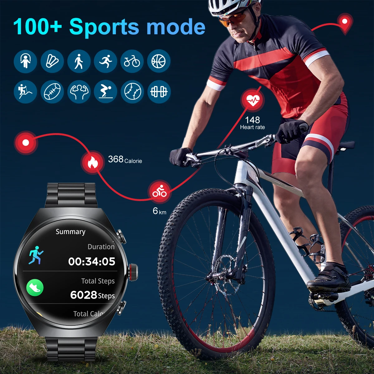 Lige Смарт-часы 2-в-1 С Tws Bluetooth-гарнитурой Водонепроницаемый Мониторинг