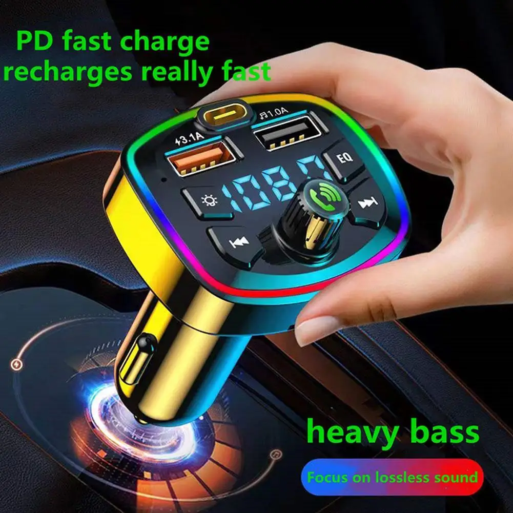 

Car Hands-Free Bluetooth-compaitable QC3.0 FM Transmitter Car Kit 2 USB Fast Charger MP3 Modulator Player Audio Receiver