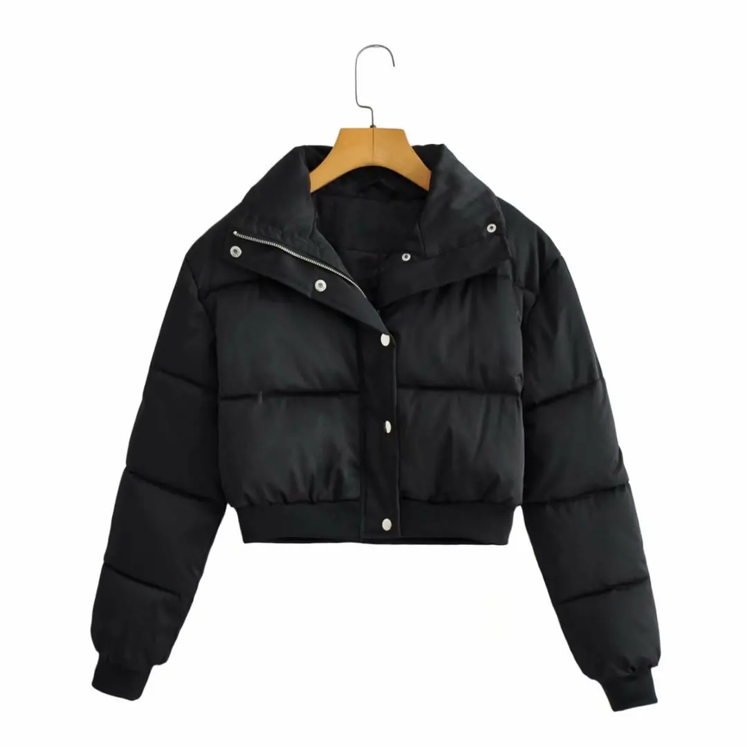 Women's Winter Long Sleeve Zip Puffer Jacket Baggy Short Down Coats