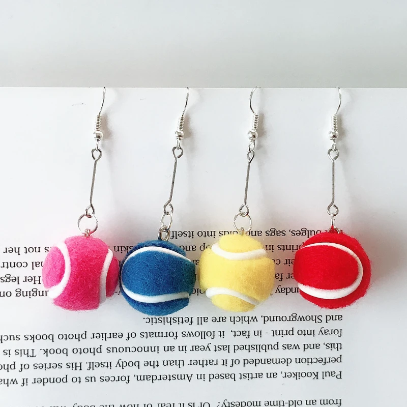 

Creative Sports Fun Personality Tennis Baseball Basketball Earrings Personality Student Girl Ear Pendant Accessories