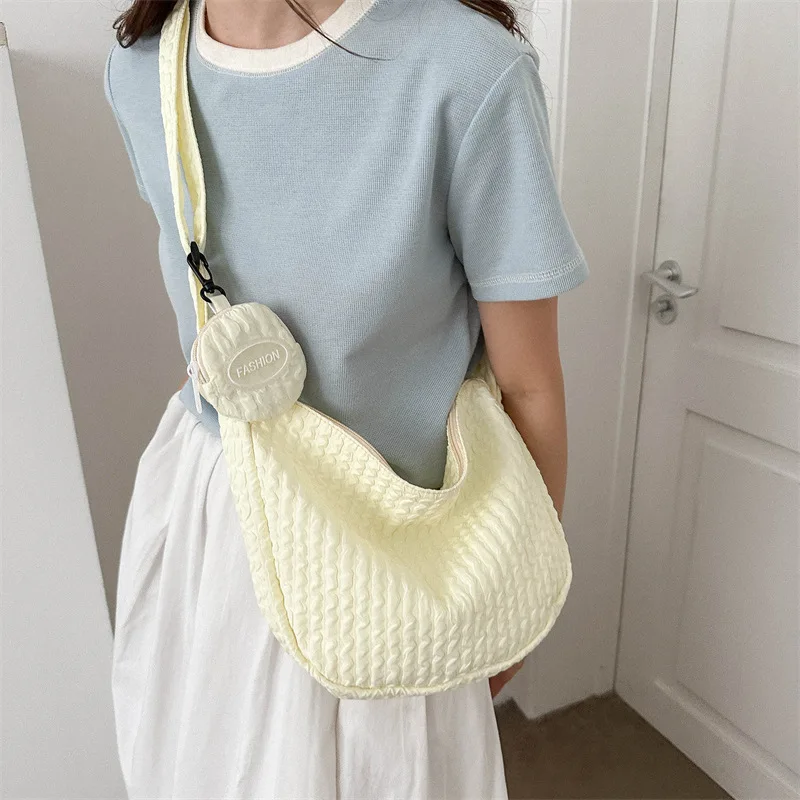 Дизайнерская Нейлоновая Сумка Через Плечо С Оборками Плиссированная В Форме