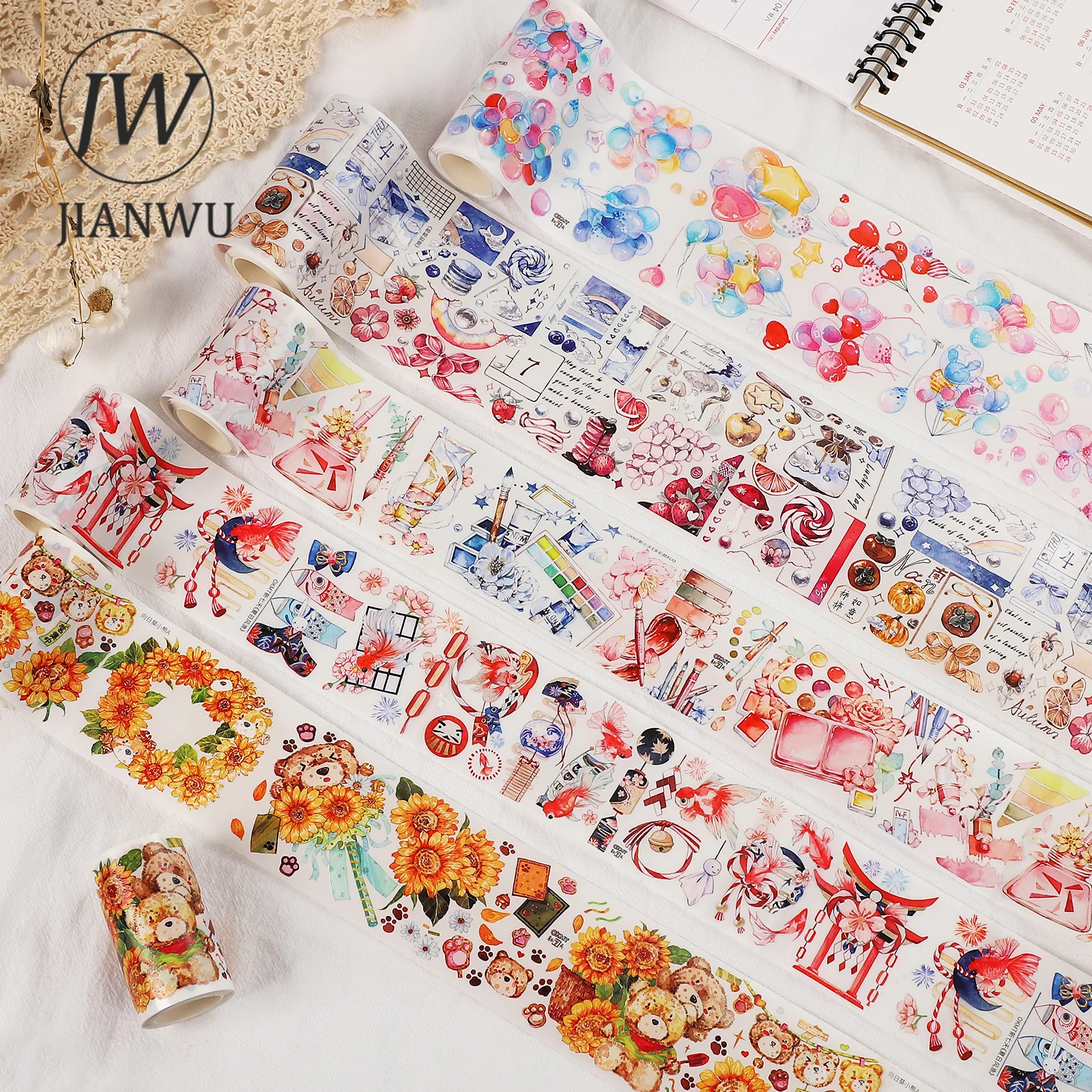 

JIANWU 300cm Cute Journal Material PET Washi Tape DIY Multi-Specification Scrapbooking Decoration Masking Tape Kawaii Stationery