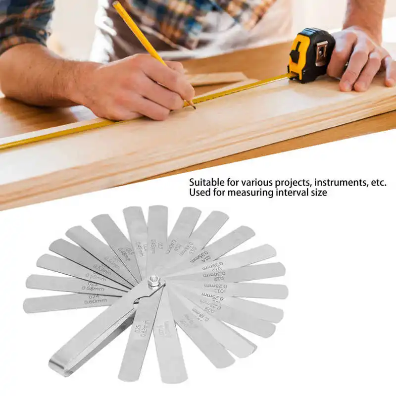 

Feeler Gauge 26 Blades 0.04‑0.63mm Stainless Steel Measuring Tool for Project Filler Gauge