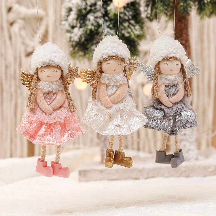 

2022 милые рождественские украшения, кружевная кукла-ангел, подвеска на рождественскую елку, 2023, новогодние подарки, рождественские украшения, Декор