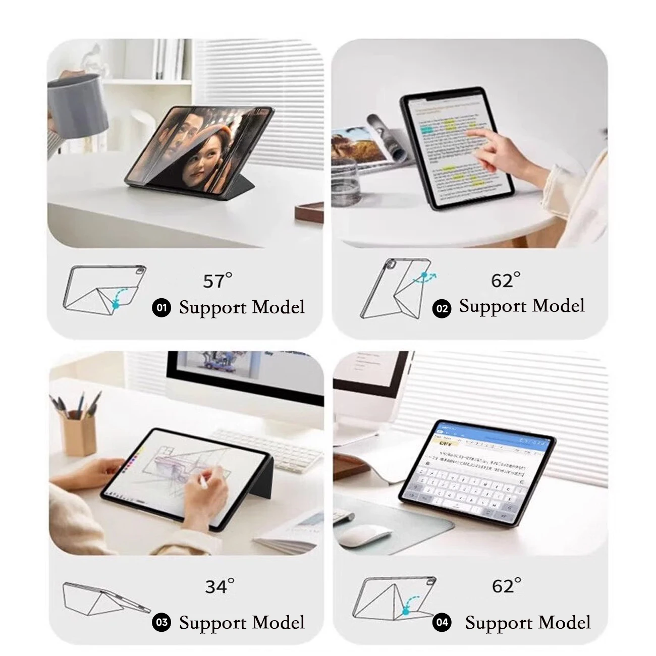 Фото Умный магнитный чехол для Samsung Galaxy Tab S11 с двумя углами наклона, функцией автоматического включения/выключения и режимом использования стилуса для Tab S11 Ultra №2