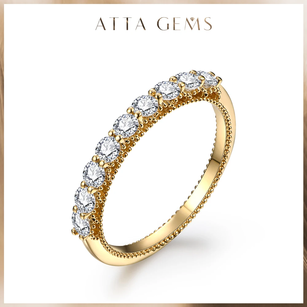 Кольца из желтого золота с ростом ATTAGEMS Lab 18K 14K 10K для женщин и мужчин, роскошные круглые обручальные кольца для свадьбы, подарок на заказ