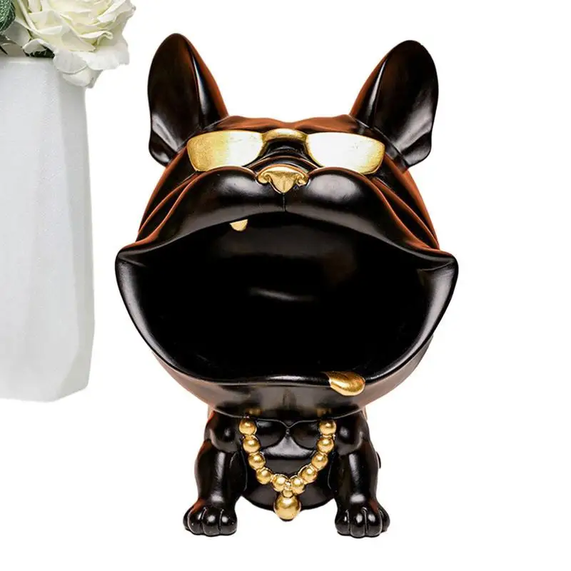 

Key Bowl For Entryway Table Resin Bulldog Figurine Wallet Storage Organizer Entrance Key Earrings Coins Container Lovely Shower