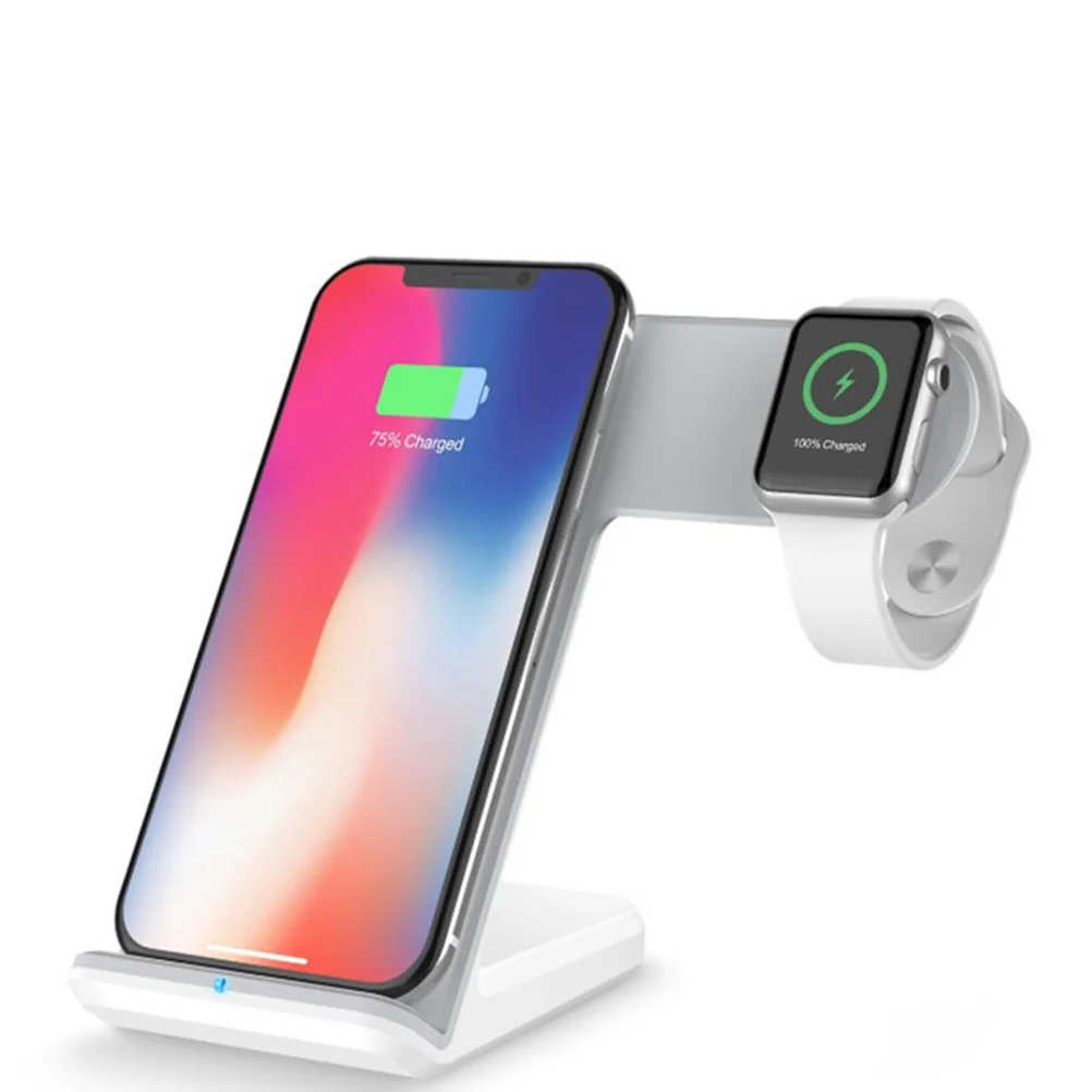 

Wireless Fast Wireless Fast 2 in 1 Quick Charging Stand Wireless Standard Charging Stand for Watch (White)