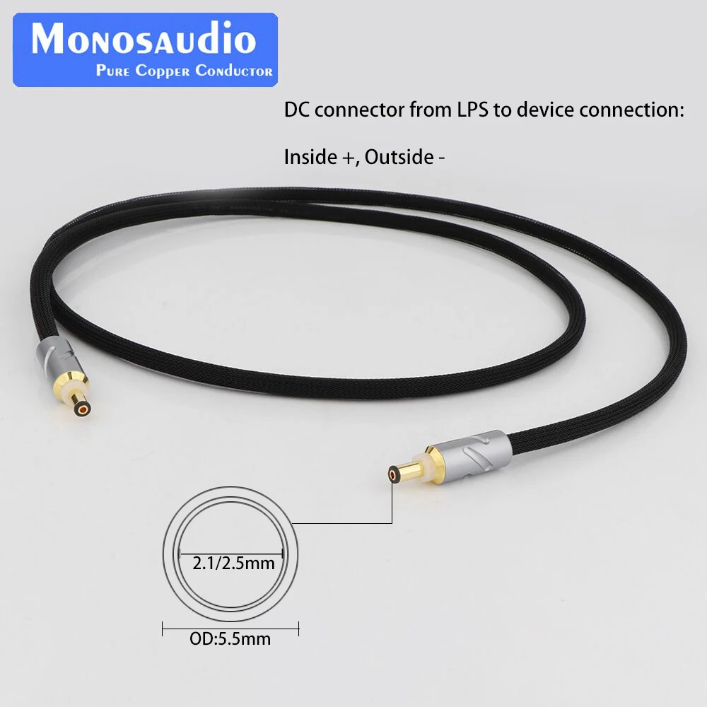 

Кабель постоянного тока Monosaudio OFC для Keces, Линейный источник питания HiFi, кабель питания постоянного тока 2,5 мм/2,1 мм, выделенный аудиокабель