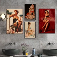 pin up girl vintage posters kraft paper vintage poster wall art painting study vintage decorative painting