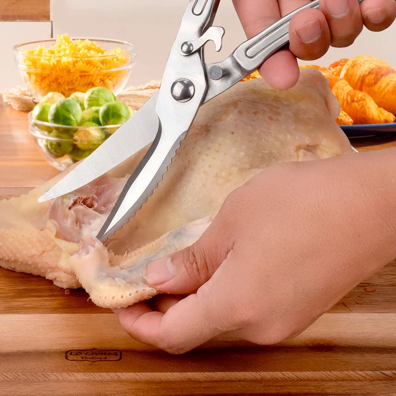 

Powerful Chicken Bone Scissors Chicken Duck Fish Cutter Shears 4Cr13 Stainless Steel Scissors Scale Clean Cooking Scissors Knife