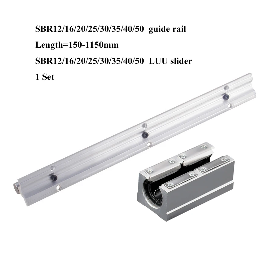 

Linear Guide 1 PC SBR12 16 20 25 30 35 40 50 Length 150-1150mm 1PC SBR12-50LUU Pressure Plate Slider Bearing DIY Mills CNC Parts