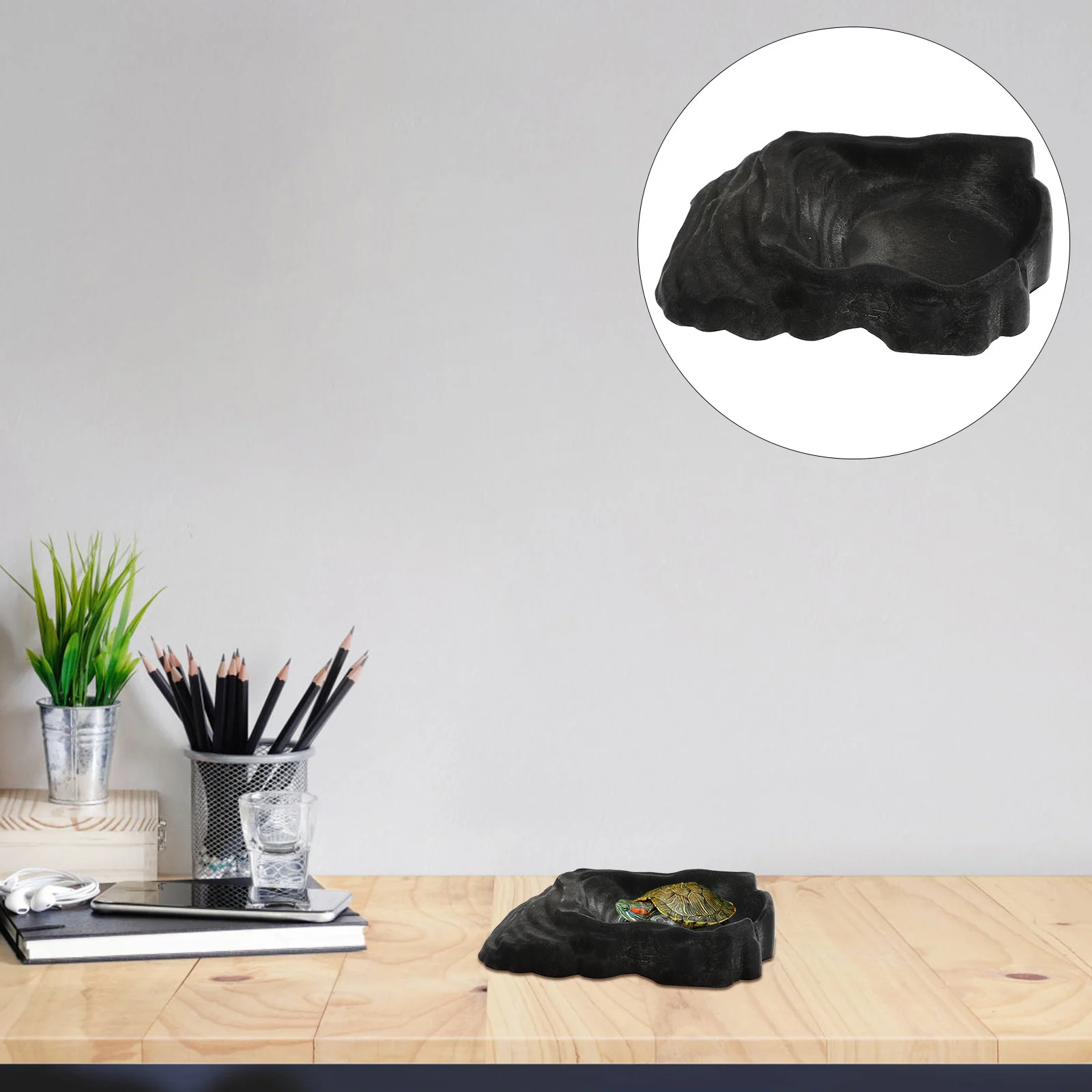 

1PC Reptile Water Dish Feeding Reptile Worm Container Multi-functional Bowl