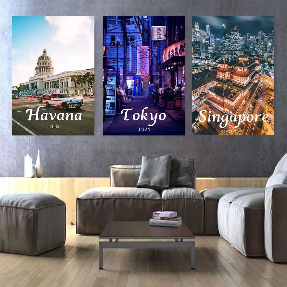 Известная Картина на холсте Нью-Йорк Гавана Сингапур плакат и печать Торонто