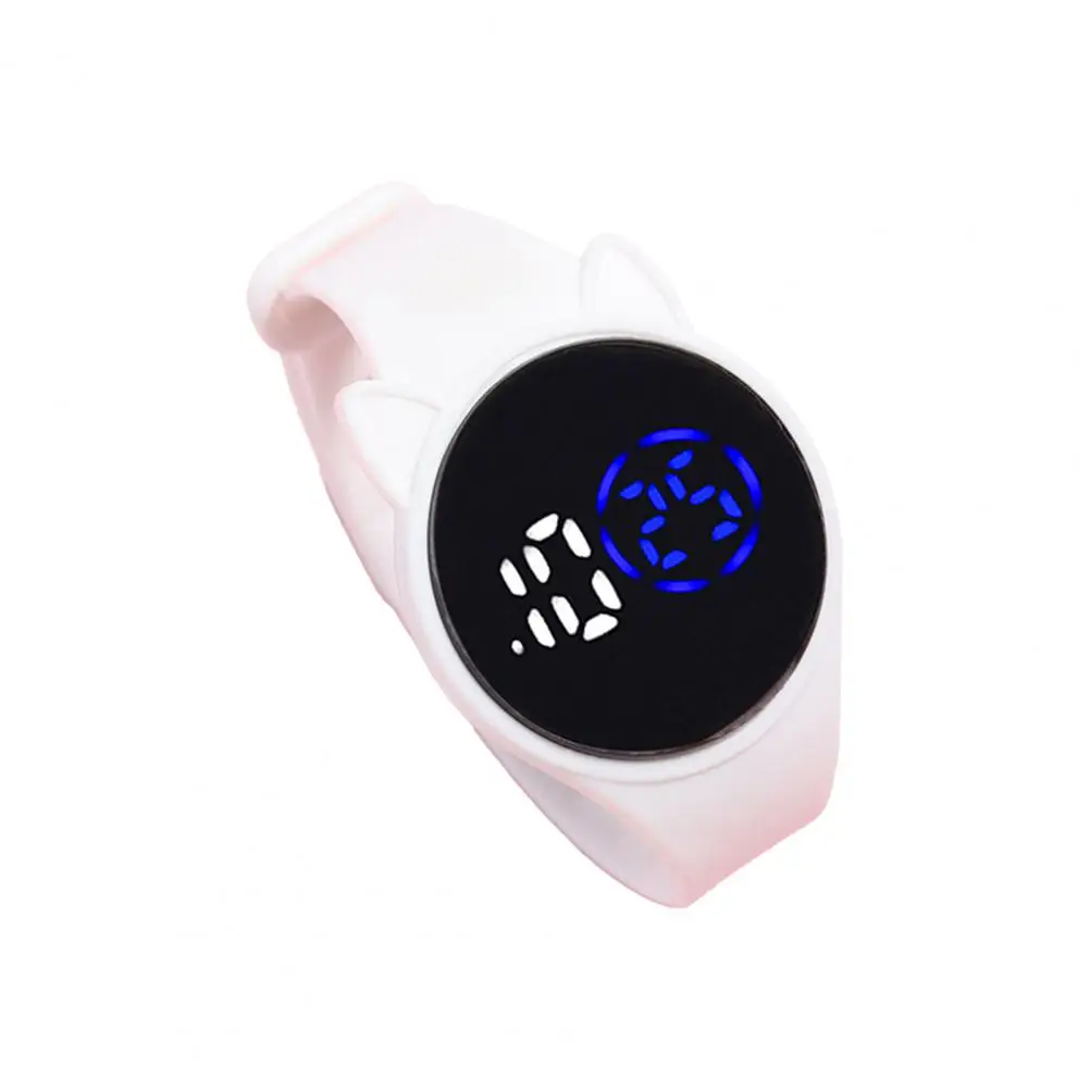

Electronic Watch Luminous Swimming Waterproof Round Dial Cartoon Cat Ear Sport LED Digital Bracelet for Student