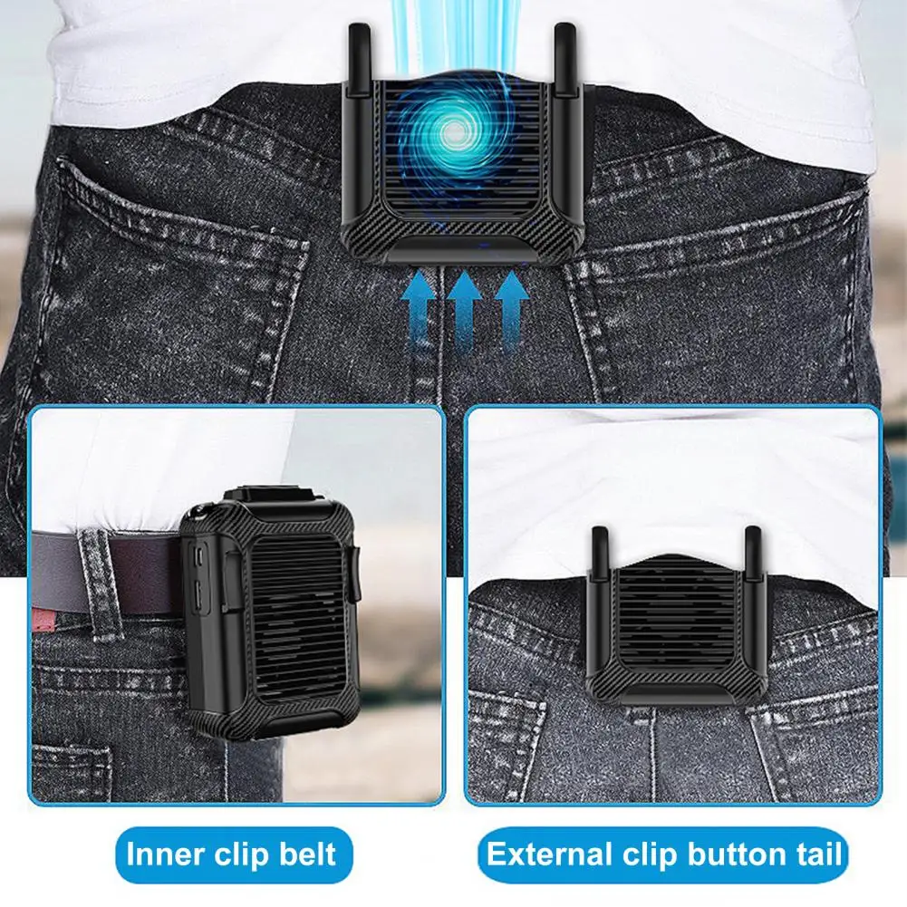 

Useful Belt Fan Rechargeable Anti-drop Portable Hanging Neck Fan Hanging Neck Fan Waist Fan 1 Set