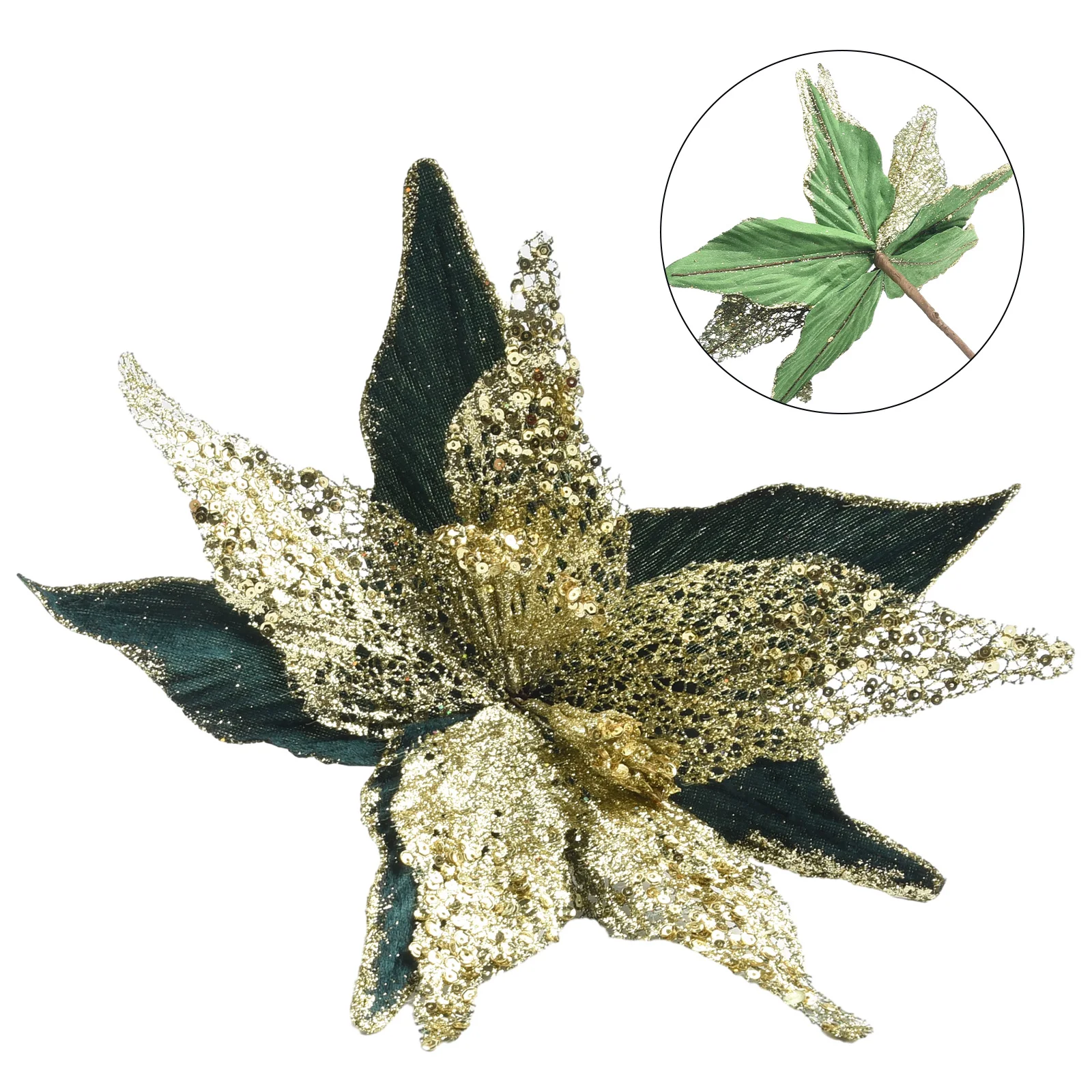 Блестящий рождественский цветок дерево пуансеттии атмосфера ткань + пластиковое