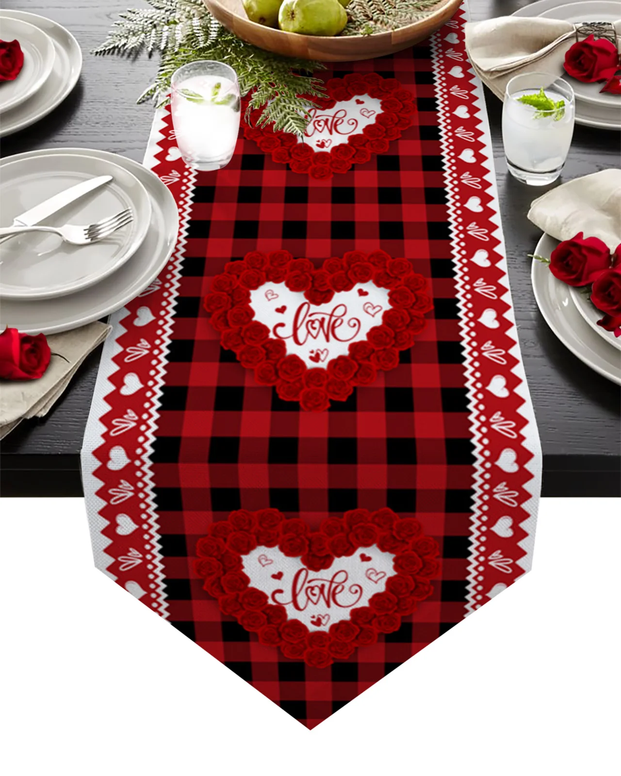 

Сердца сафлора на День святого Валентина, Настольная дорожка, свадебное украшение, домашний декор, кухонная настольная дорожка, подстилки